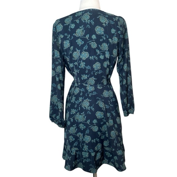 Abercrombie & Fitch Floral Ruffle Wrap Mini Dress Blue Size Small Cottage Y2K - Picture 5 of 9